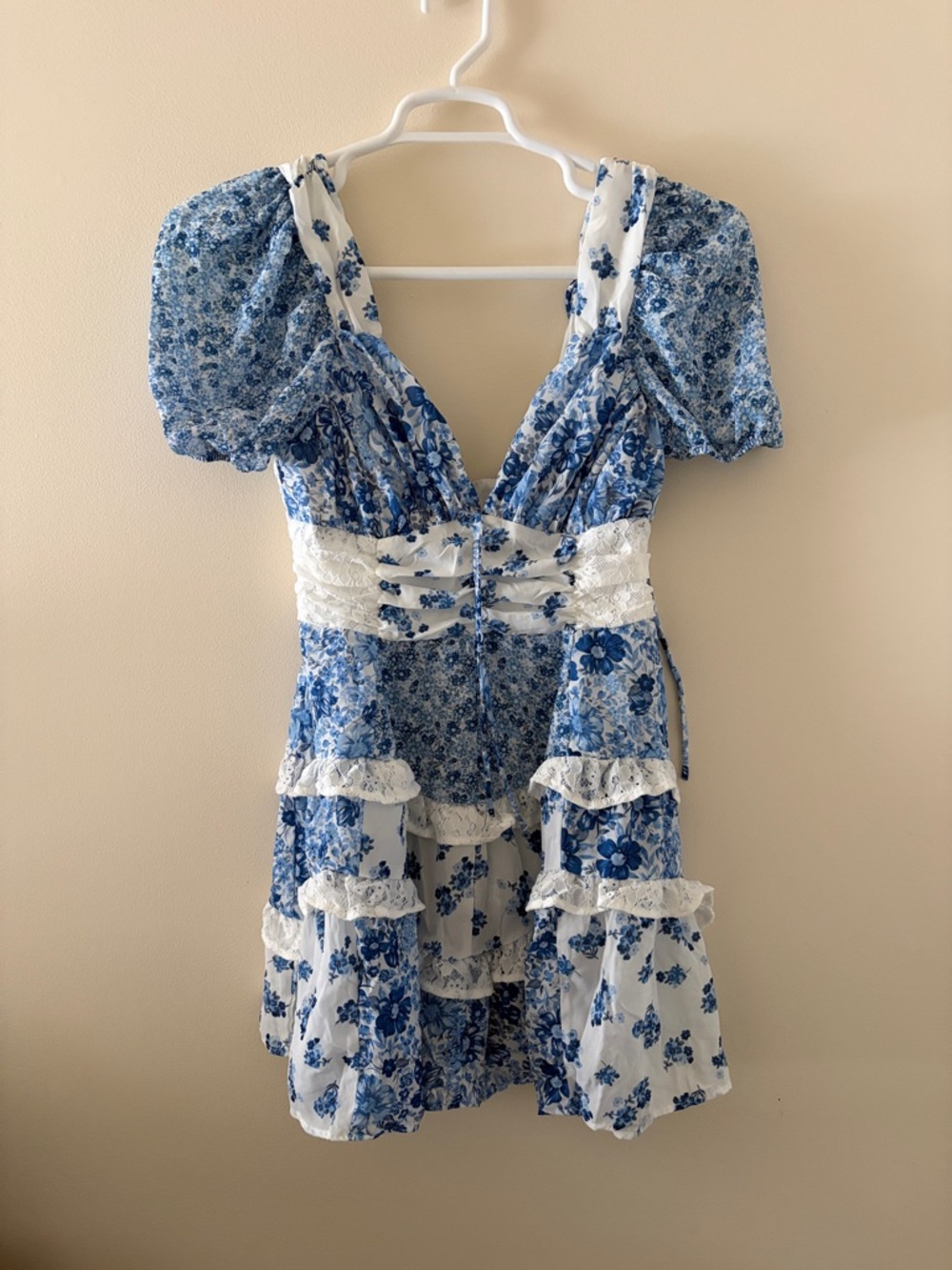 Altar'd State Blue and White Floral Mini Dress